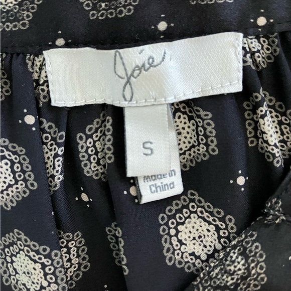 JOIE Izzy 100% Silk Black Geometric Print Tunic Blouse Small - Picture 6 of 7
